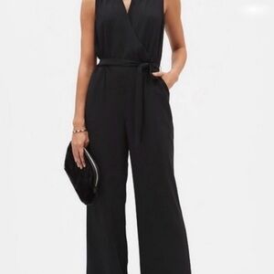 Banana Republic Sleeveless Black Wide-Leg Jumpsuit with Tie Waist